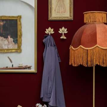 SOFFEE DESIGN Set of 2 Wall Mounted Metal Coat Hooks, Gold Bee Leaf Hanging Rack Hooks for Entryway,...