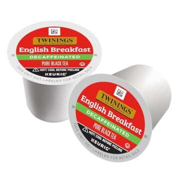Twinings Decaf English Breakfast Tea K-Cup Pods for Keurig, Naturally Decaffeinated Black Tea, Smoot...