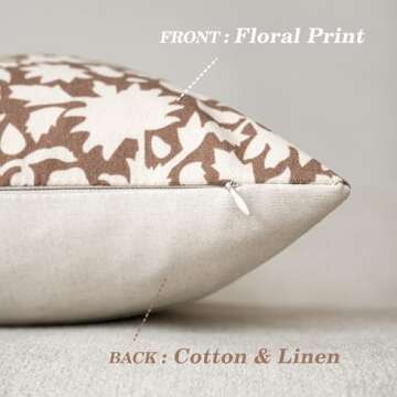 Foindtower Set of 2 Decorative Neutral Floral Throw Pillow Covers Accent Farmhouse Cushion Covers Bo...