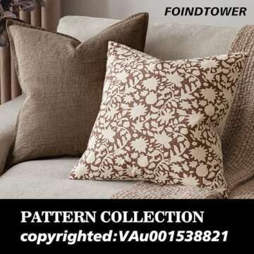 Foindtower Set of 2 Decorative Neutral Floral Throw Pillow Covers Accent Farmhouse Cushion Covers Boho Pillowcase for Couch Sofa Bedroom Living Room Home Decor Outdoor,20×20 Inch,Light Orange Brown