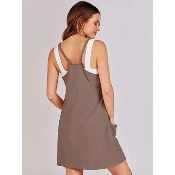 ANRABESS Women Summer Mini Romper Dress Workout Tennis Active Sports Athletic Outfits Built in Shorts Trendy Vacation Coffee Large