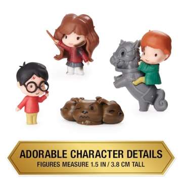 Wizarding World Harry Potter, Micro Magical Moments Scene Gift Set with Exclusive Harry, Hermione, Ron, Fluffy Action Figures & Case, Kids Toys