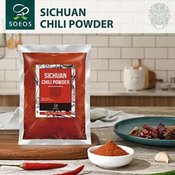 Soeos Sichuan Chili Powder,16oz (454g), Medium Hot, Dried and Crushed Red Chili Pepper Flakes, Premi...