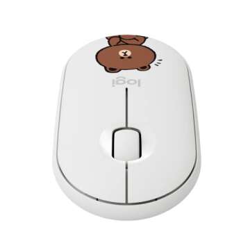 Logitech M350 Line-Friends Brown Bluetooth or 2.4 GHz with USB Mini-Receiver, Silent, Slim Computer Mouse with Quiet Click for Laptop/Notebook/Chromebook/PC/Mac