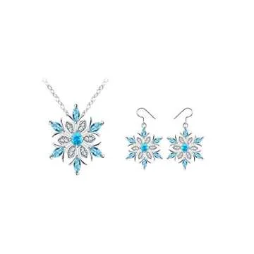 RTY Winter Blue Crystal Snowflake Necklace Earrings Set