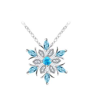 RTY Blue Crystal Snowflake Necklace Earrings Set for Women Sparkling Snow Flower Necklace Snowflake Drop Dangle Earrings Fashion Winter Jewelry