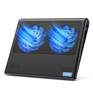 TECKNET Laptop Cooling Pad - Adjustable Fans, Ultra-Portable Design for 12"-15.6" Laptops