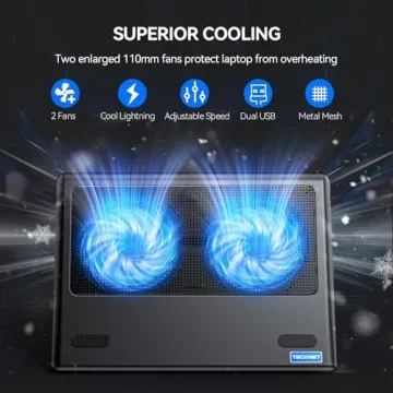 TECKNET Laptop Cooling Pad Adjustable Fans Ultra-Portable