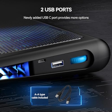 TECKNET Laptop Cooling Pad Adjustable Fans Ultra-Portable