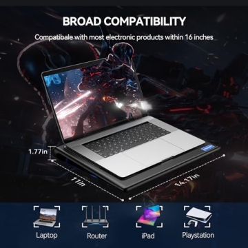 TECKNET Laptop Cooling Pad Adjustable Fans Ultra-Portable