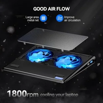 TECKNET Laptop Cooling Pad Adjustable Fans Ultra-Portable