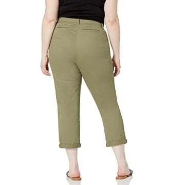 Amazon Essentials Women's Mid-Rise Slim-Fit Cropped Tapered Leg Khaki Pant (Available in Plus Size), Washed Olive, 6