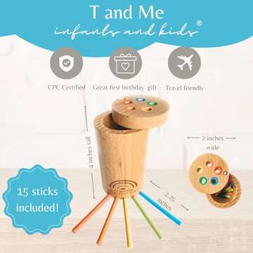 Sticks for Kids Travel Size, Montessori Toddler Toys, Toys for 1-3 Year Old, 1 Year Old Gift, Wooden...