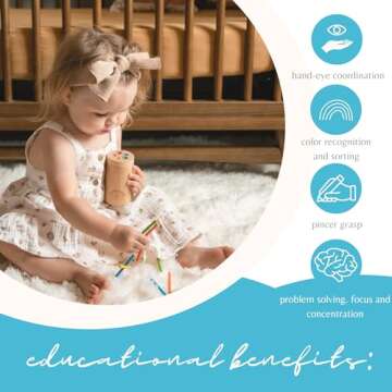 Sticks for Kids Travel Size, Montessori Toddler Toys, Toys for 1-3 Year Old, 1 Year Old Gift, Wooden Toddler Toys, Toddlers Stay Busy, Sensory Toys, Learning Toys for Toddlers, Educational Games