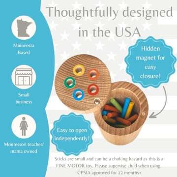 Sticks for Kids Travel Size, Montessori Toddler Toys, Toys for 1-3 Year Old, 1 Year Old Gift, Wooden Toddler Toys, Toddlers Stay Busy, Sensory Toys, Learning Toys for Toddlers, Educational Games