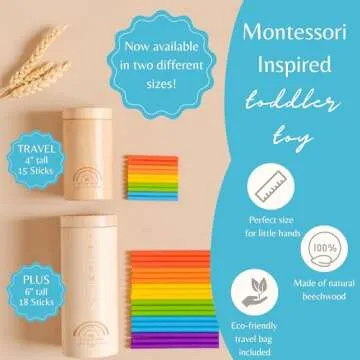 Sticks for Kids Travel Size, Montessori Toddler Toys, Toys for 1-3 Year Old, 1 Year Old Gift, Wooden Toddler Toys, Toddlers Stay Busy, Sensory Toys, Learning Toys for Toddlers, Educational Games