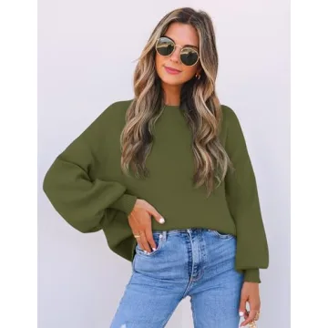 Stylish ZESICA Women's Oversized Lantern Sleeve Sweater