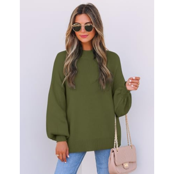 Stylish ZESICA Women's Oversized Lantern Sleeve Sweater