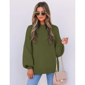 Stylish ZESICA Women's Oversized Lantern Sleeve Sweater