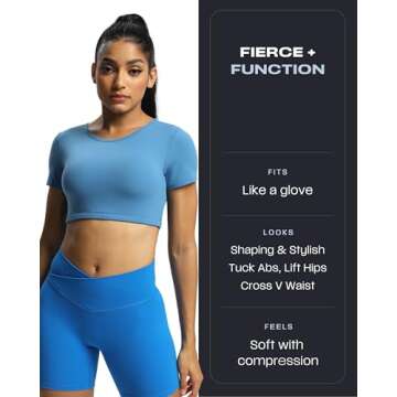 Aoxjox Trinity Workout Biker Shorts for Women Cross-Waist Crossover High Waisted Tummy Control Athle...