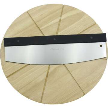 Checkered Chef Premium Pizza Cutter & Wooden Board Set - Perfect for Outdoor Pizza Oven
