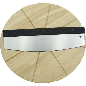Premium Pizza Cutter & Round Board Set 13.5 Inch