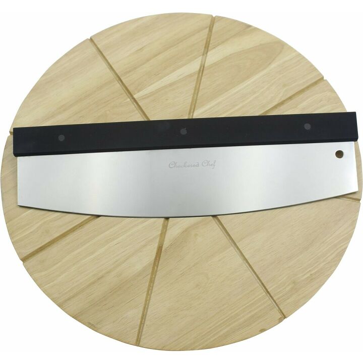 Premium Pizza Cutter & Round Board Set 13.5 Inch