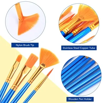AROIC Acrylic Paint Brush Set - 15 Premium Brushes for Artists
