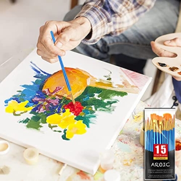 AROIC Acrylic Paint Brush Set - 15 Premium Brushes for Artists
