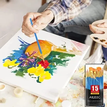 AROIC Acrylic Paint Brush Set - 15 Premium Brushes for Artists