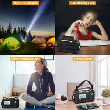 Raynic NOAA Weather Radio,5000mAh/18500mWh Solar Hand Crank Emergency Radio, Battery Powered Portable Radio with AM/FM/SW/NOAA, Cell Phone Charger, Type-C Charging, Flashlight and SOS Siren