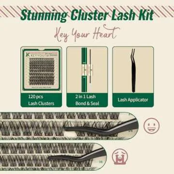 Lash Extension Kit 120pcs Lash Clusters Lash Bond and Seal Eyelash Extension Kit KEYYOU D Curl 8-18MIX Soft Natural Fluffy Lashes with Lash Applicator for DIY at Home(Kit-DV02-8-18MIX)