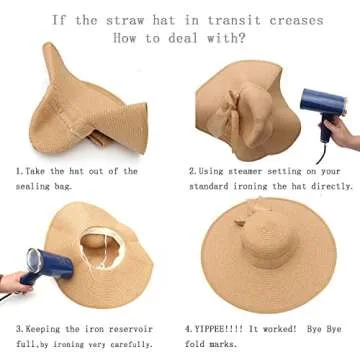 Women's Folable Floppy Hat,Wide Brim Sun Protection Straw Hat, Summer UV Protection Beach Cap(Navy B...