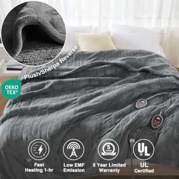 Beautyrest Heated Blanket - Soft & Warm Sherpa Electric Blanket