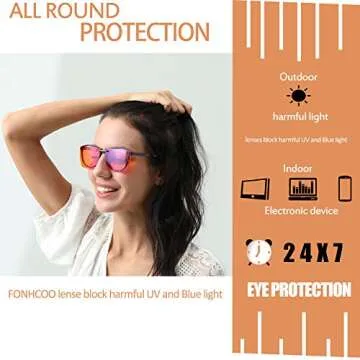 FONHCOO Clip-On Blue Light Blocking Glasses for Men & Women, Frameless Lens