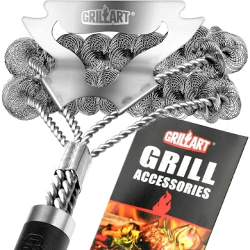 Bristle-Free Stainless Steel Grill Brush Safe BBQ Cleaner