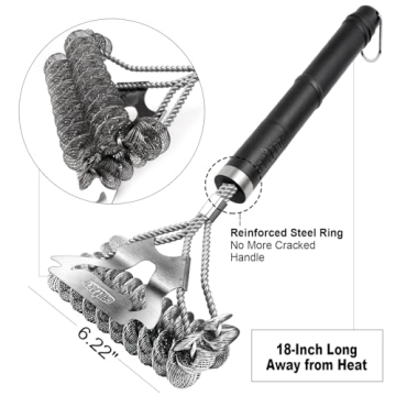 Bristle-Free Stainless Steel Grill Brush Safe BBQ Cleaner