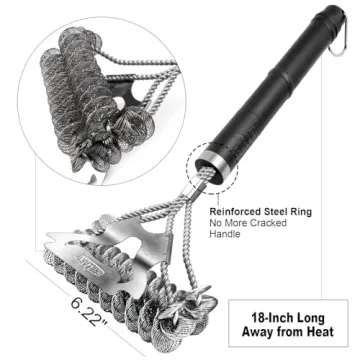Bristle-Free Stainless Steel Grill Brush Safe BBQ Cleaner