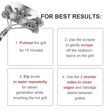 Bristle-Free Stainless Steel Grill Brush Safe BBQ Cleaner