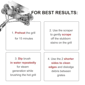 Bristle-Free Stainless Steel Grill Brush Safe BBQ Cleaner