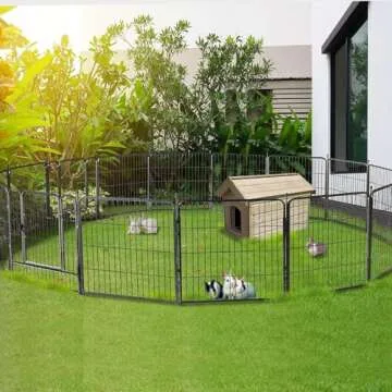 Dog Playpen,24/32/40 Inch Height in Heavy Duty,Folding Indoor Outdoor Dog Exercise Fence, Portable P...