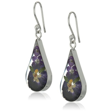 Unique Amazon Essentials Sterling Silver Pressed Flower Teardrop Earrings