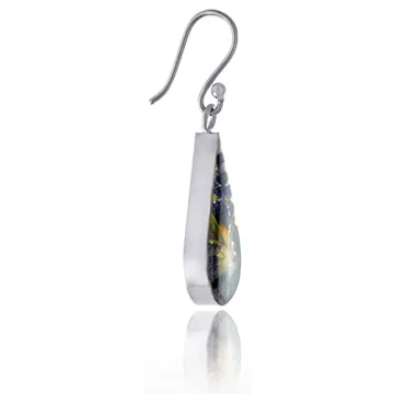 Stunning Pressed Flower Teardrop Earrings in Silver