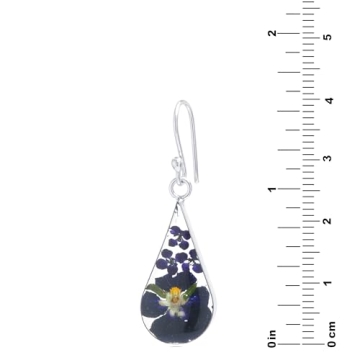 Stunning Pressed Flower Teardrop Earrings in Silver