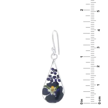 Stunning Pressed Flower Teardrop Earrings in Silver