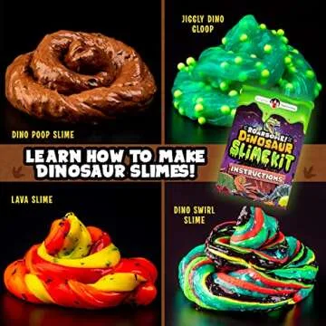 Original Stationery Dinosaur Slime Kit, Glow in The Dark Slime Making Kit for Boys, Create Lava, Blood and Dino Poop Slimes, Fun DIY Slimey Dino Scene, Fun Easter and Birthday Gift, Ages 8-12