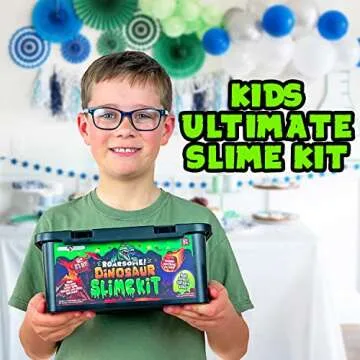 Original Stationery Dinosaur Slime Kit, Glow in The Dark Slime Making Kit for Boys, Create Lava, Blood and Dino Poop Slimes, Fun DIY Slimey Dino Scene, Fun Easter and Birthday Gift, Ages 8-12