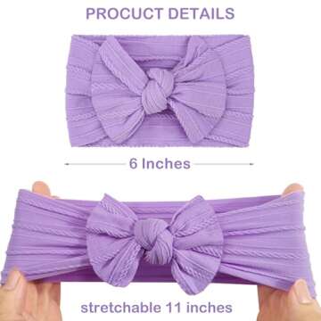 CÉLLOT Super Stretchy Soft Knot Headbands with Hair Bows Head Wrap Hair Accessories For Newborn Bab...