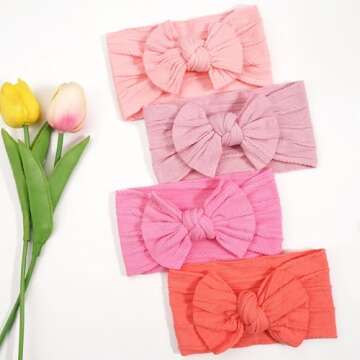 CÉLLOT Super Stretchy Soft Knot Headbands with Hair Bows Head Wrap Hair Accessories For Newborn Baby Girls Infant Toddlers Kids