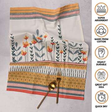 Folkulture Kitchen Towels - Elegant Cotton Dishcloths Set
